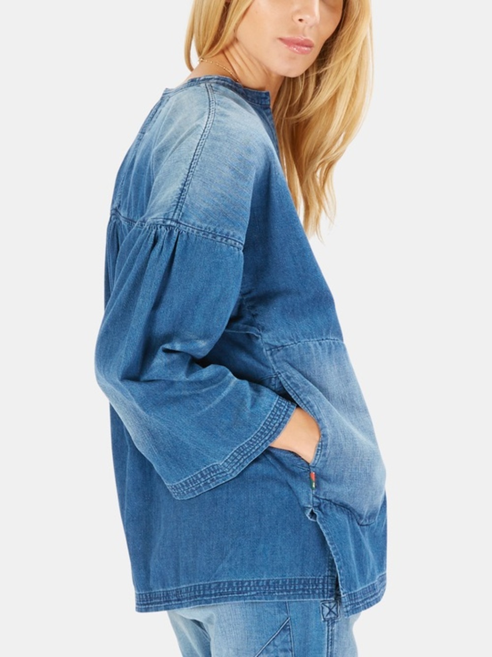 Freecity 100% Custom Marce Sailor Blues Pocket Tunic Denim Popover dark indigo
